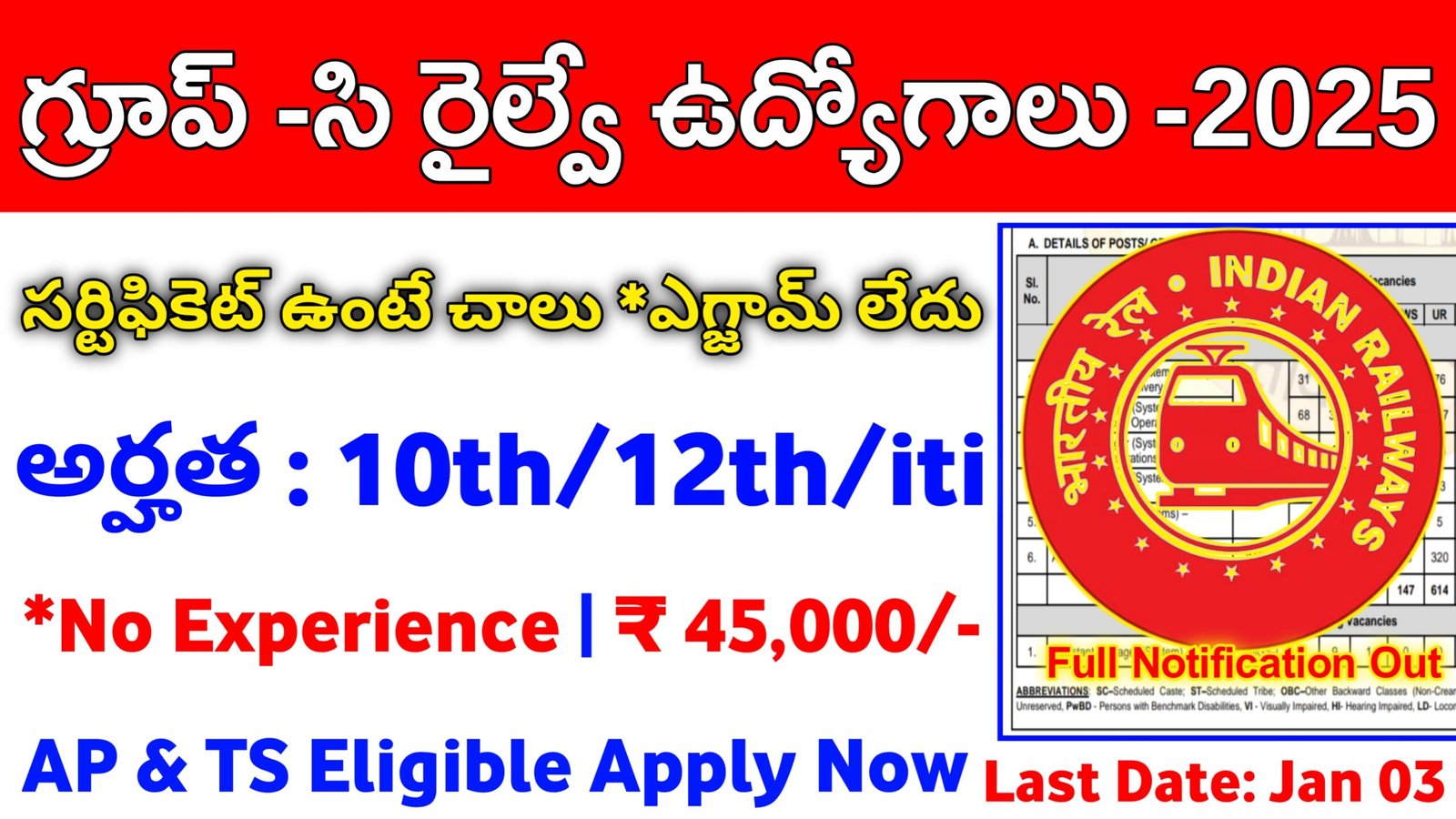 South Central Railway Sports Quota Recruitment Notification 2025